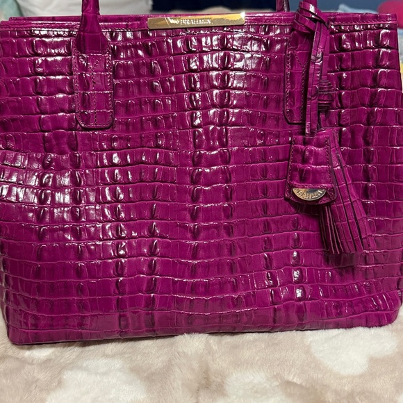 Brahmin Fuchsia Crocodile-Embossed Tote - Picture 8 of 9